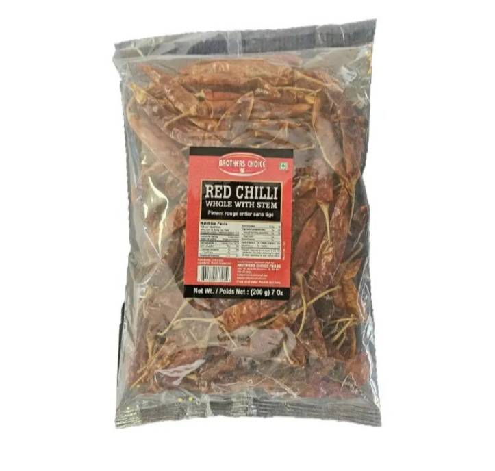 Brothers Choice Red Chilli Whole with Stem 200g ( chilly)