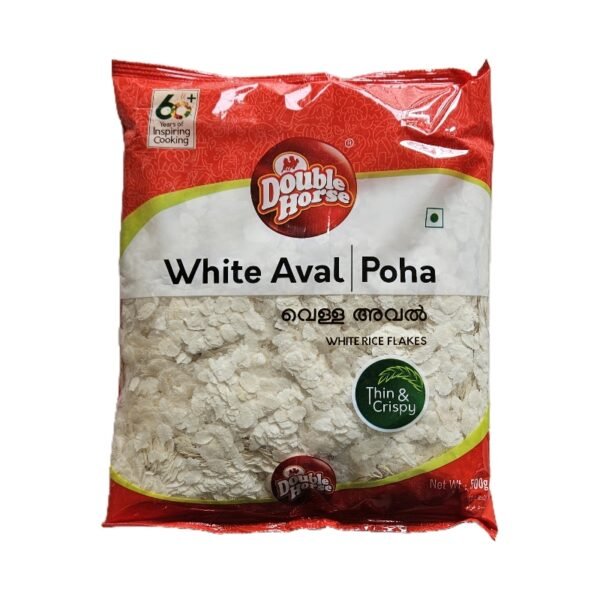 Double Horse White Aval(Poha) 500g(poha ari Rice flakes)